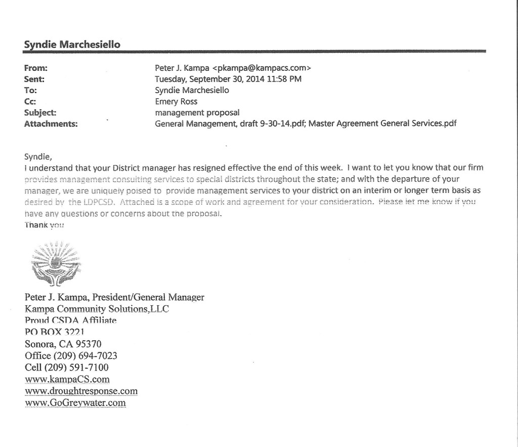 Sep 30 2014 KAMPA Email RE GM Position