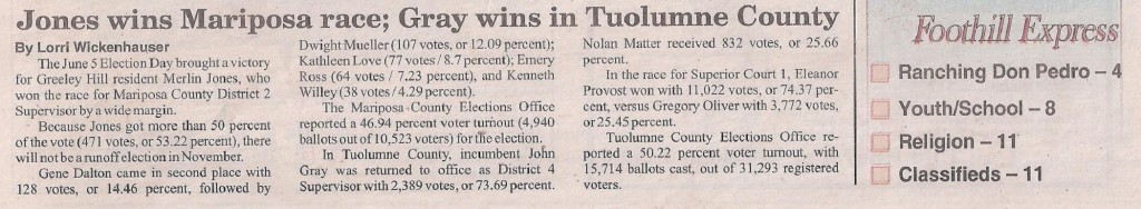 2012 Mid-June Foothill Express Election Resultso