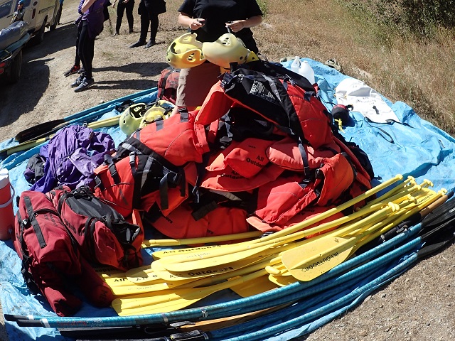 Helmets and vests are provided and those without their own cold water recommended gear can rent that for the trip as well. 