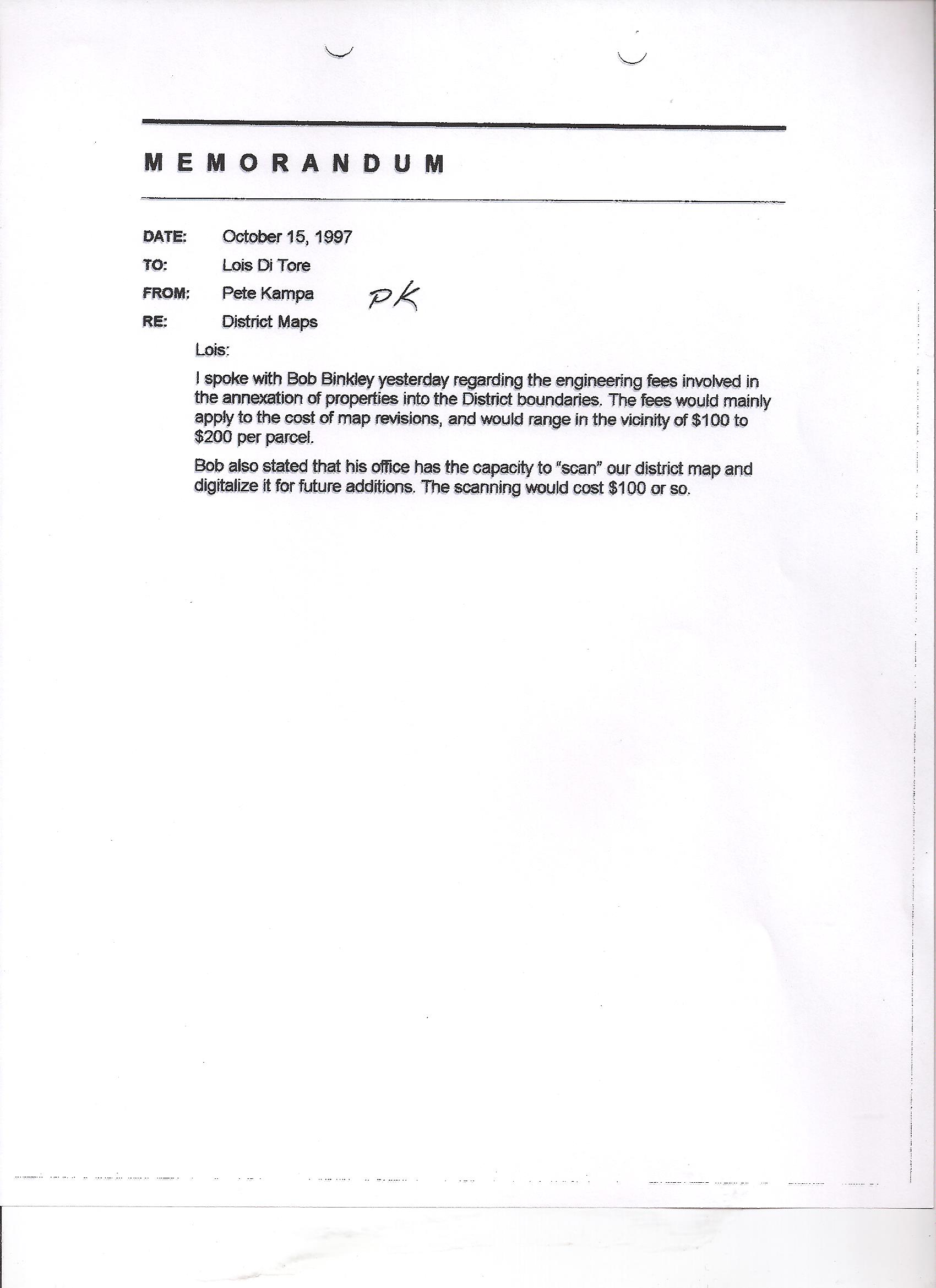 KAMPA MEMO RE: ANNEXATION OF PROPERTIES INTO DISTRICT BOUNDARIES ...