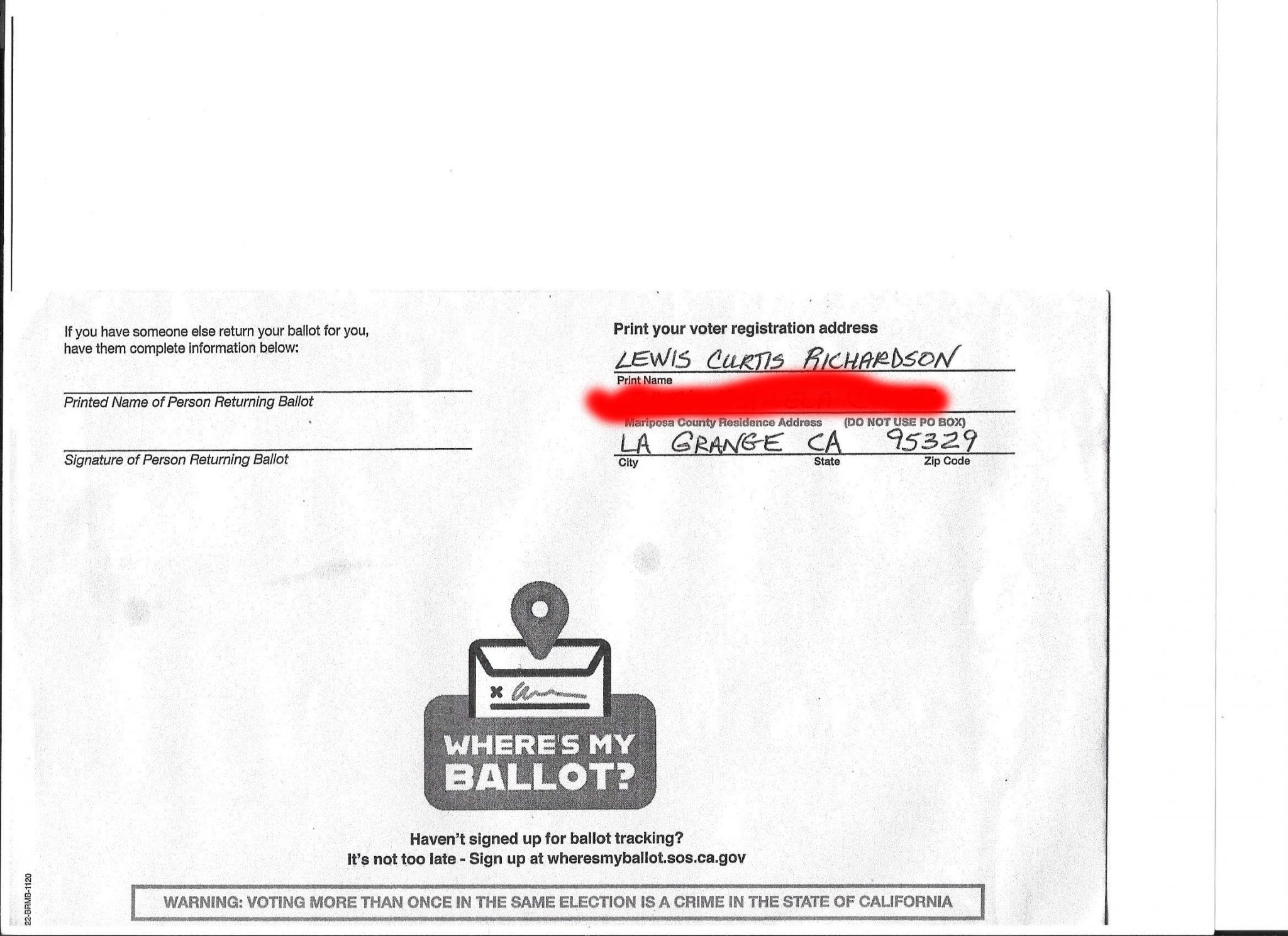 WHY WERE SOME CA BALLOT ENVELOPES PROVIDED TRACKING SERVICES THROUGH